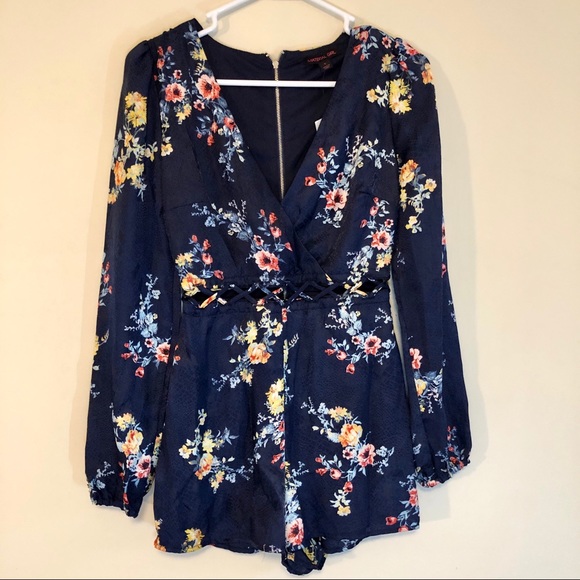 Material Girl Pants - Material Girl Cutout Waist Floral Romper S